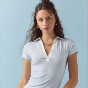 BDG Sky Blue Polo Collar Tee